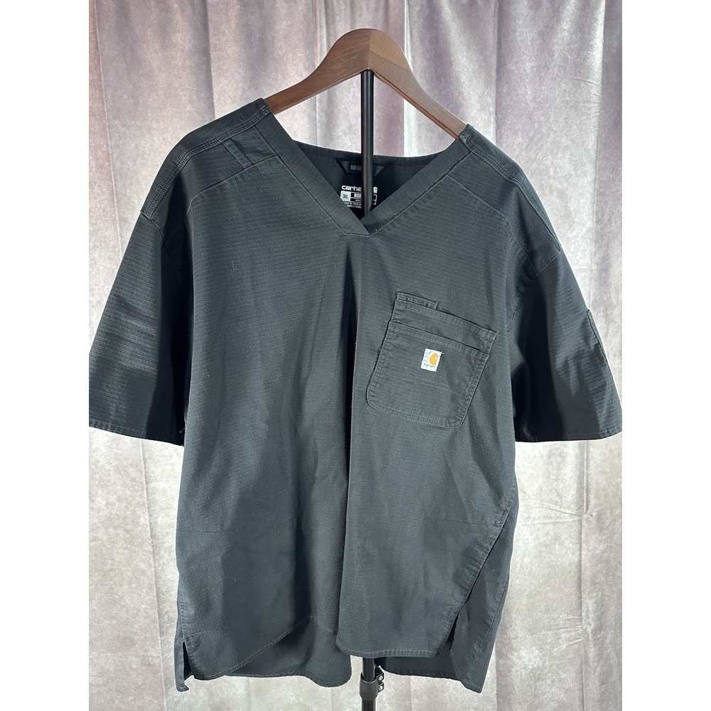 Carhartt Scrub Top Mens 3XL Black Force Rugged Flex Modern Fit V-Neck
